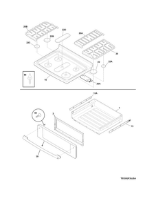 Top/drawer Diagram and Parts List for EI30GF35JSB  Electrolux Range