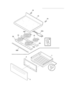 Top/drawer Diagram and Parts List for FFEF3017XSA  Frigidaire Range