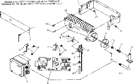 Gas burners and manifold Diagram and Parts List for 867736121  Frigidaire Furnace