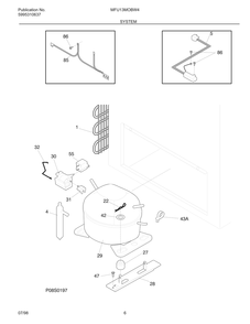 System Diagram and Parts List for MFU13MOBW4  Frigidaire Freezer