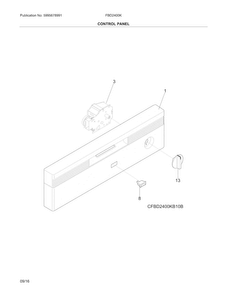 Control Panel Diagram and Parts List for FBD2400KB10B  Frigidaire Dishwasher