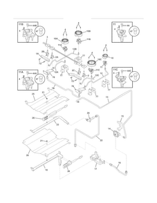 Burner Diagram and Parts List for FGGS3065KFH  Frigidaire Range