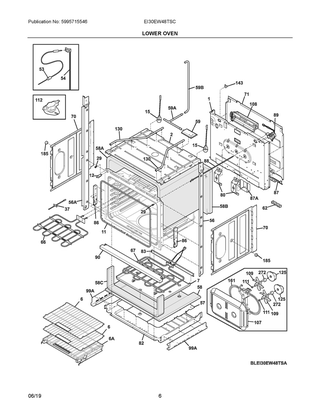 Lower Oven Diagram and Parts List for EI30EW48TSC  Frigidaire Wall Oven