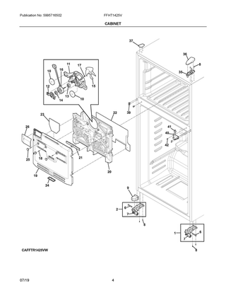 Cabinet Diagram and Parts List for FFHT1425VB  Frigidaire Refrigerator