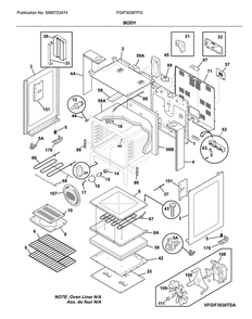 Body Diagram and Parts List for FGIF3036TFG  Frigidaire Range
