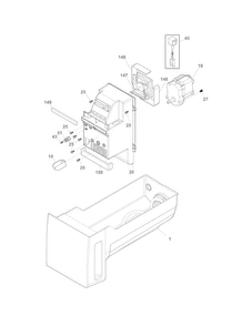Ice Container Diagram and Parts List for DGHF2360PF0  Frigidaire Refrigerator