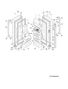 Fresh Food Door Diagram and Parts List for FPHB2899PF8A  Frigidaire Refrigerator