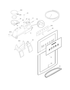 Ice & Water Dispenser Diagram and Parts List for FFHS2322MW7  Frigidaire Refrigerator