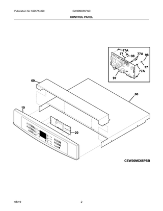 Control Panel Diagram and Parts List for EW30MC65PSD  Frigidaire Wall Oven