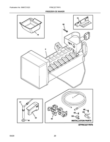 Freezer Ice Maker Diagram and Parts List for FPBC2277RFK  Frigidaire Refrigerator