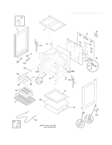 Body Diagram and Parts List for FFEF3003NWA  Frigidaire Range