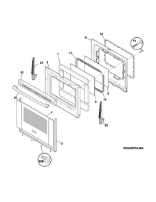 Door Diagram and Parts List for EI30GF35JSB  Electrolux Range