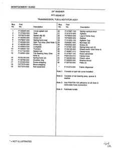 Transmission, Tub And Agitator Assembly Page 2 Diagram and Parts List for 6504E  Frigidaire Washer
