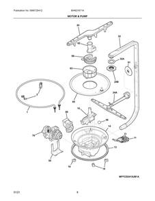 Motor And Pump Diagram and Parts List for 804621671A  Frigidaire Dishwasher