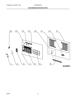 Part Location Diagram of 5304520597 Frigidaire REMOTE CONTROL