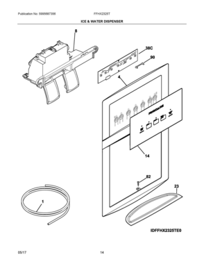 08 - ICE & WATER DISPENSER Diagram and Parts List for FFHX2325TE0  Frigidaire Refrigerator