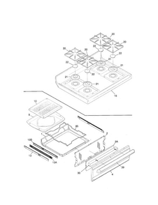 Top/drawer Diagram and Parts List for FGFB33WHSB  Frigidaire Range