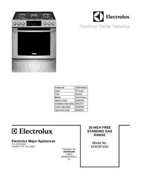 01 - COVER SHEET Diagram and Parts List for EI30GF45QSG  Frigidaire Range
