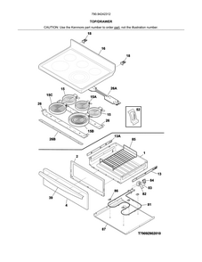 Top/drawer Diagram and Parts List for 79094242312  Kenmore Range