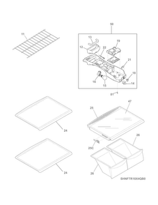 Shelves Diagram and Parts List for FFTR18D2QS3  Frigidaire Refrigerator