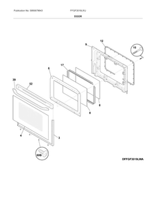 Door Diagram and Parts List for FFGF3019LWJ  Frigidaire Range