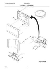 Controls & Ice Dispenser Diagram and Parts List for E23BC78IPSA  Electrolux Refrigerator