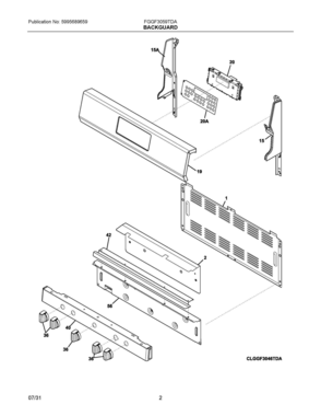 02 - BACKGUARD Diagram and Parts List for FGGF3059TDA  Frigidaire Range