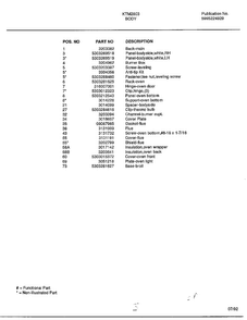 Body Page 2 Diagram and Parts List for 2803  Frigidaire Range