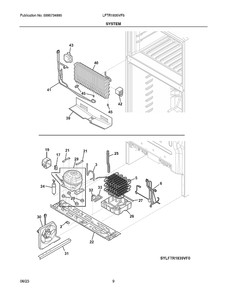 System Diagram and Parts List for LFTR1835VF6  Frigidaire Refrigerator