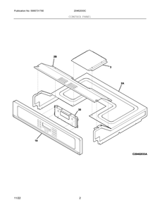 Control Panel Diagram and Parts List for 20462033C  Frigidaire Wall Oven