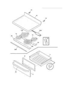 Top/drawer Diagram and Parts List for FFEF3012XSB  Frigidaire Range