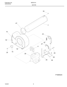 Motor Diagram and Parts List for MER341AQ0  Frigidaire Dryer