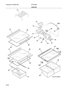 Shelves Diagram and Parts List for FFTR16B2RS0  Frigidaire Refrigerator