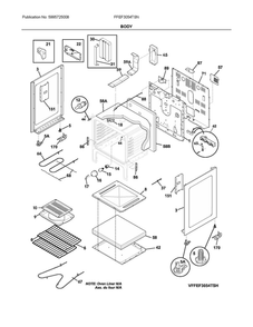 Body Diagram and Parts List for FFEF3054TSN  Frigidaire Range