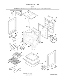 Body Diagram and Parts List for 79090012313  Kenmore Range