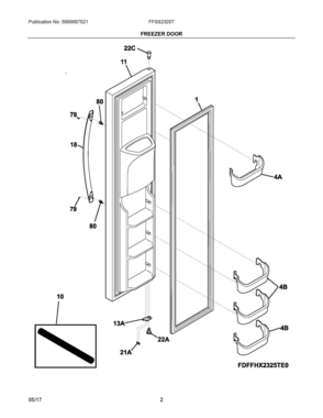 02 - FREEZER DOOR Diagram and Parts List for FFSS2325TP0  Frigidaire Refrigerator