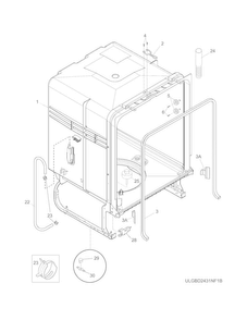 Tub Diagram and Parts List for FGBD2438PW3A  Frigidaire Dishwasher
