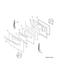 Door Diagram and Parts List for FFEF3011LWG  Frigidaire Range