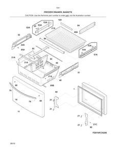 Freezer Drawer, Baskets Diagram and Parts List for 25370413418  Kenmore Refrigerator