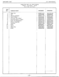 Fan Blade Page 2 Diagram and Parts List for 5070A  Frigidaire Air Conditioner