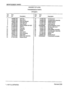 Washer Top Load/transmission Parts Page 2 Diagram and Parts List for 6287C  Frigidaire Washer