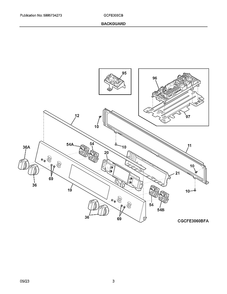 Backguard Diagram and Parts List for GCFE306CBDA  Electrolux Range