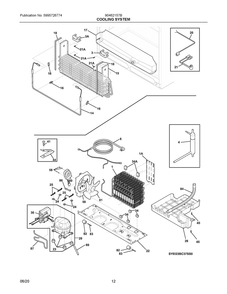 Cooling System Diagram and Parts List for 90462157B  Frigidaire Refrigerator