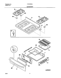 TOP / DRAWER Diagram and Parts List for FGF337BCA  Frigidaire Range