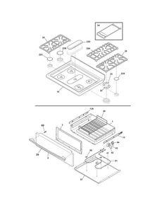 Top/drawer Diagram and Parts List for CPGF3081KFN  Frigidaire Range