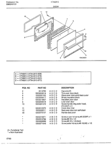 Door Diagram and Parts List for 2813-80B  Frigidaire Range