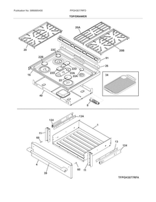 Top/drawer Diagram and Parts List for FPGH3077RFD  Frigidaire Range