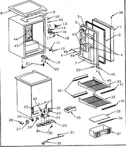 Cabinet Parts Diagram and Parts List for 56493491100  Kenmore Refrigerator