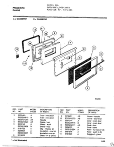 Frigidaire - Range Diagram and Parts List for 2231  Frigidaire Range