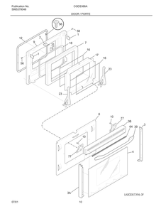 Door / Porte Diagram and Parts List for CGDS388AB4  Frigidaire Range